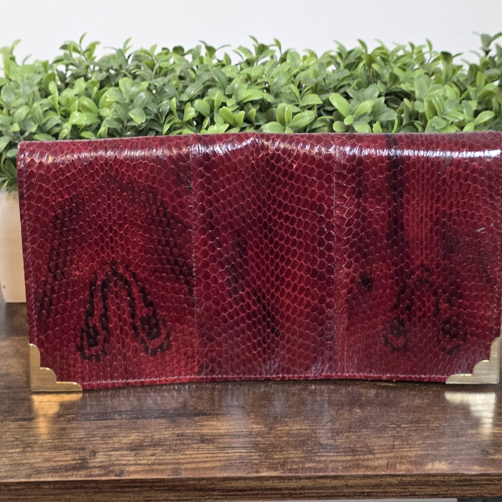 Elegant Red Snakeskin Clutch